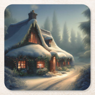 Porta-copo De Papel Quadrado Algodão Natal 4