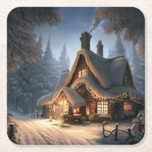 Porta-copo De Papel Quadrado Algodão Natal 5