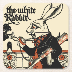Porta-copo De Papel Quadrado Alice White Rabbit Classic Wonderland