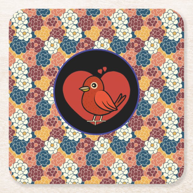 Porta-copo De Papel Quadrado allover flower design (Frente)