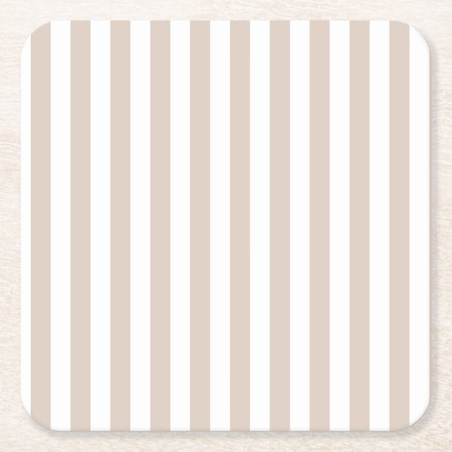 Porta-copo De Papel Quadrado Almond & White Stripes (Frente)