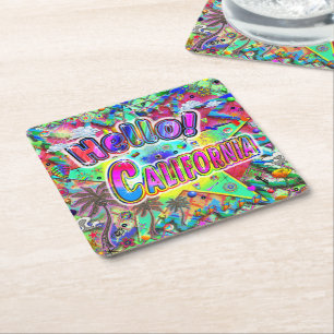 Porta-copo De Papel Quadrado Alô da Califórnia! Porta copo