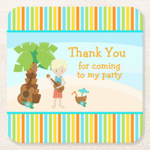 Porta-copo De Papel Quadrado Aloha Cute Blonde Hair 'Obrigado por vir'