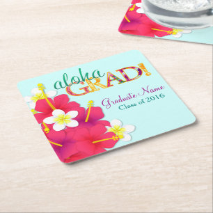 Porta-copo De Papel Quadrado Aloha formando Luau havaiano - portas copos