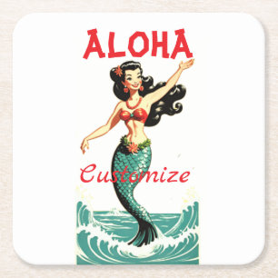 Porta-copo De Papel Quadrado Aloha Sereia Thunder_Thunder_Cove