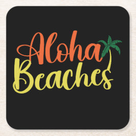 Porta-copo De Papel Quadrado Aloha Tropical Beach design
