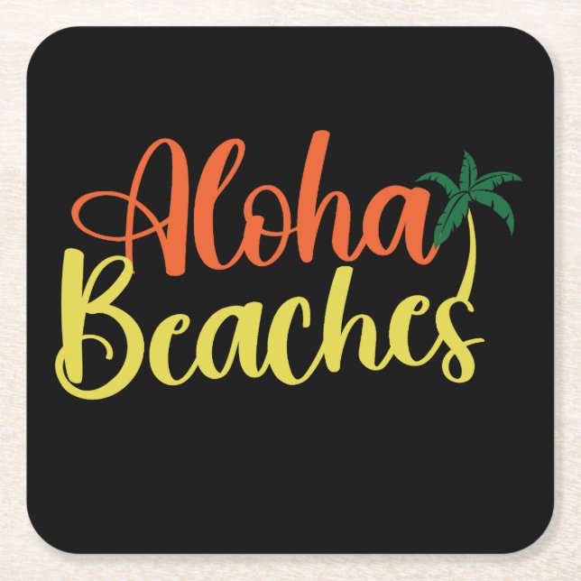 Porta-copo De Papel Quadrado Aloha Tropical Beach design (Frente)