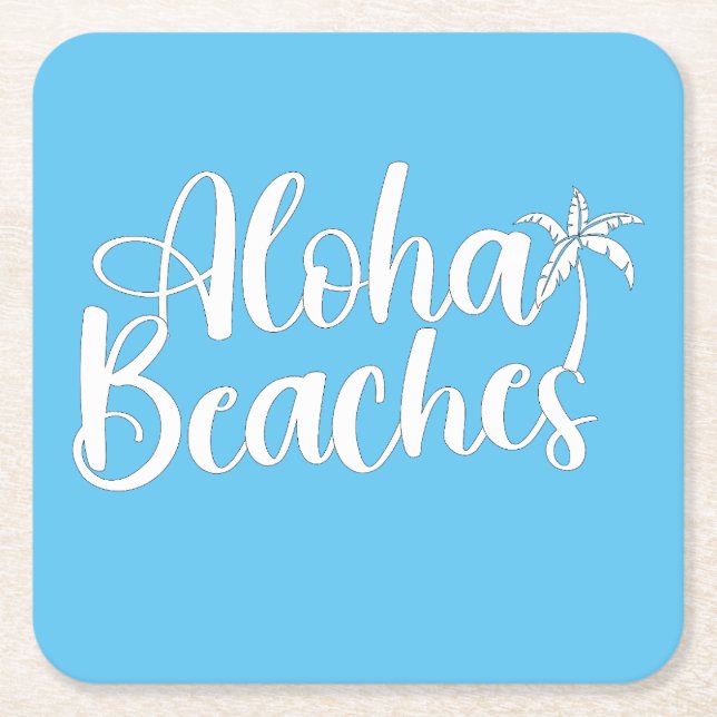 Porta-copo De Papel Quadrado Aloha Tropical Beach design (Frente)