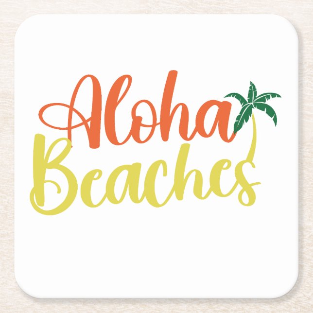 Porta-copo De Papel Quadrado Aloha Tropical Beach design (Frente)