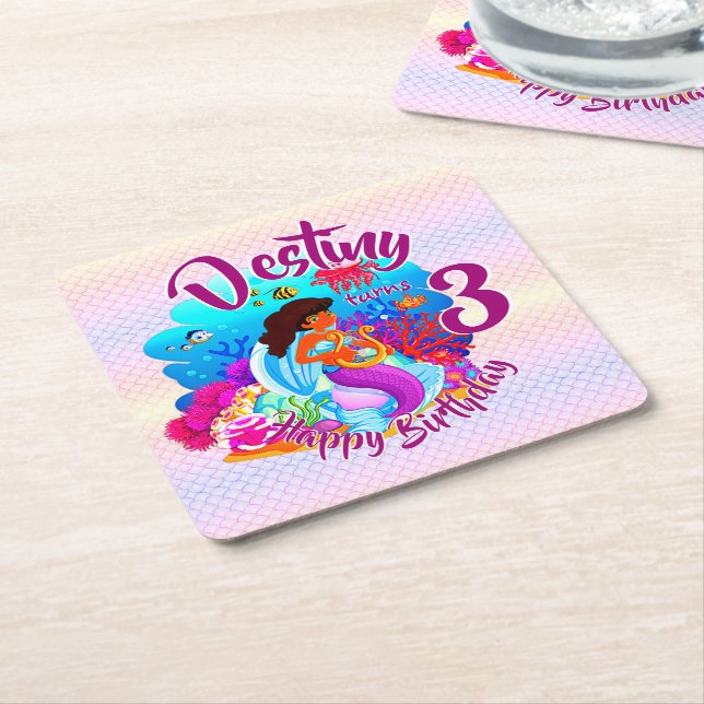 Porta-copo De Papel Quadrado Alterar Nome de Idade Personalizar Festa de aniver (Inclinado)