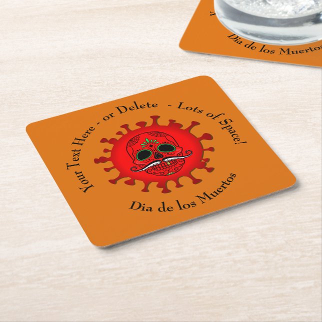 Porta-copo De Papel Quadrado Alterar QUALQUER Texto do los Muertos Vermelho - L (Inclinado)