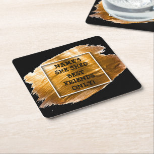 Porta-copo De Papel Quadrado Alterar Texto Adicionar Nome Ela Estimulou Dourado