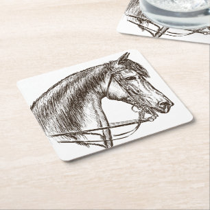 Porta-copo De Papel Quadrado Amante de Cavalos Fofo Fazendão Western Equestre