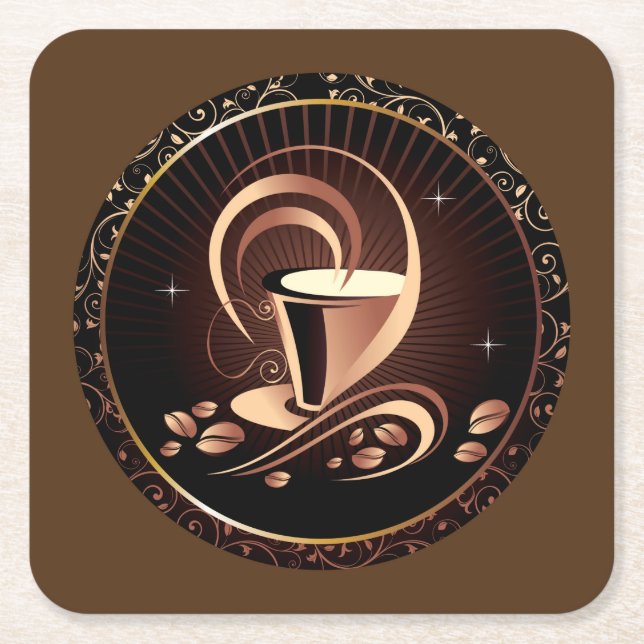 Porta-copo De Papel Quadrado Amantes De Café (Frente)