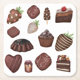 Porta-copo De Papel Quadrado Amantes de Chocolate