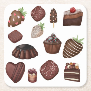 Porta-copo De Papel Quadrado Amantes de Chocolate