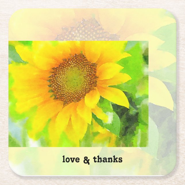 Porta-copo De Papel Quadrado Amarelo Brilhante e Cheery (Frente)