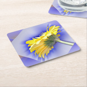 Porta-copo De Papel Quadrado Amarelo e azul