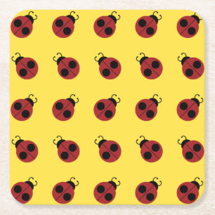 Porta-copo De Papel Quadrado Amarelo - Ladybug gráfico