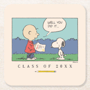Porta-copo De Papel Quadrado Amendoins Charlie Brown Snoopy Bem Você Fez Isso G