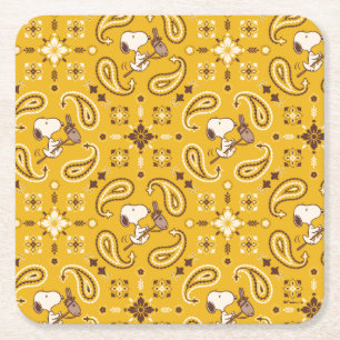 Porta-copo De Papel Quadrado Amendoins   Cowboy Snoopy Bandana