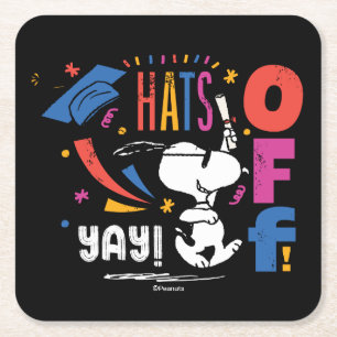Porta-copo De Papel Quadrado Amendoins Snoopy Chapéu Baixado Para Você Graduaçã