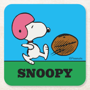 Porta-copo De Papel Quadrado Amendoins   Snoopy Football Kicker