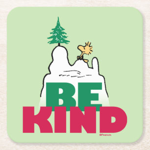 Porta-copo De Papel Quadrado Amendoins Snoopy & Woodstock Be Kind