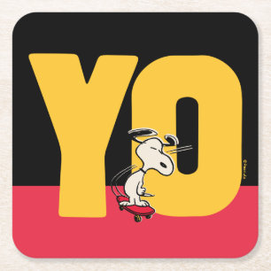 Porta-copo De Papel Quadrado Amendoins Snoopy YO Skateboard
