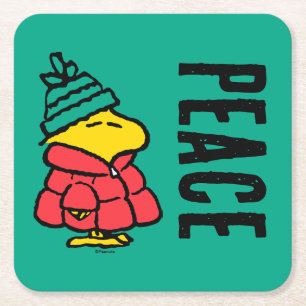 Porta-copo De Papel Quadrado Amendoins   Woodstock Puffy Jaqueta de inverno