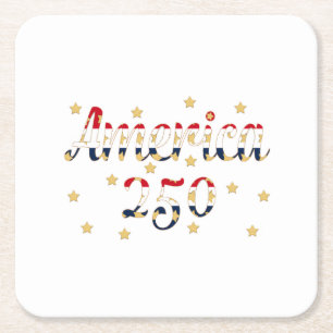 Porta-copo De Papel Quadrado América 250 vermelho branco azul dourado 