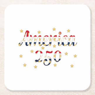 Porta-copo De Papel Quadrado América 250 vermelho branco azul FAUX dourado