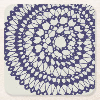 American Doily & Lace, 1, Blue On Cream Paper Plat