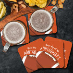 Porta-copo De Papel Quadrado American Futebol Orange<br><div class="desc">As portas copos de papel personalizáveis apresentam um futebol americano a laranja e as palavras "É o Dia do Jogo!" juntamente com o seu sobrenome. Mais cores e itens correspondentes em nossa loja.</div>
