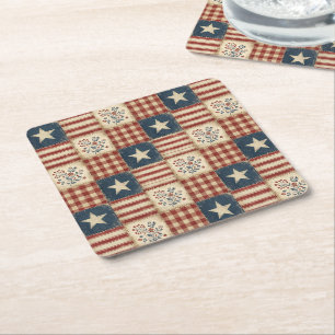 Porta-copo De Papel Quadrado Americana Patriótica 4 de Julho Dia da Memória