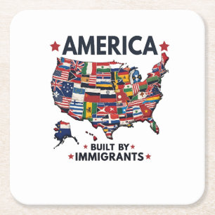 Porta-copo De Papel Quadrado Americano Construído por Imigrantes Patriótico Ame