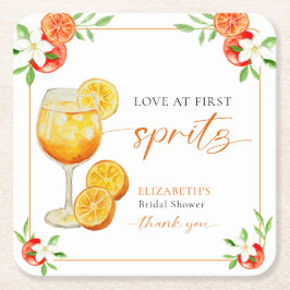 Porta-copo De Papel Quadrado Amor à Primeira Spritz Chá de Noiva Aperol Persona