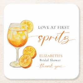 Porta-copo De Papel Quadrado Amor à Primeira Spritz Festa de Noivado Aperol Per