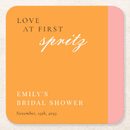 Porta-copo De Papel Quadrado Amor à Primeira Taça Chá de Noiva Moderno