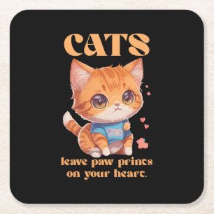 Porta-copo De Papel Quadrado amor de gatinho fofo