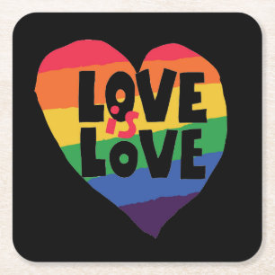 Porta-copo De Papel Quadrado Amor é Amor