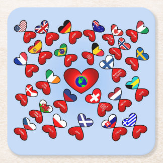 Porta-copo De Papel Quadrado Amor em diferentes línguas ao redor do mundo