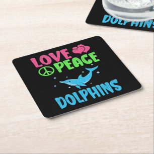 Porta-copo De Papel Quadrado Amor Golfinhos de Paz Golfinhos do Mar Cólito Love