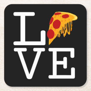 Porta-copo De Papel Quadrado Amor por Fatia de Pizza