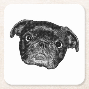 Porta-copo De Papel Quadrado Amuleto de Mesa Ponto Pug