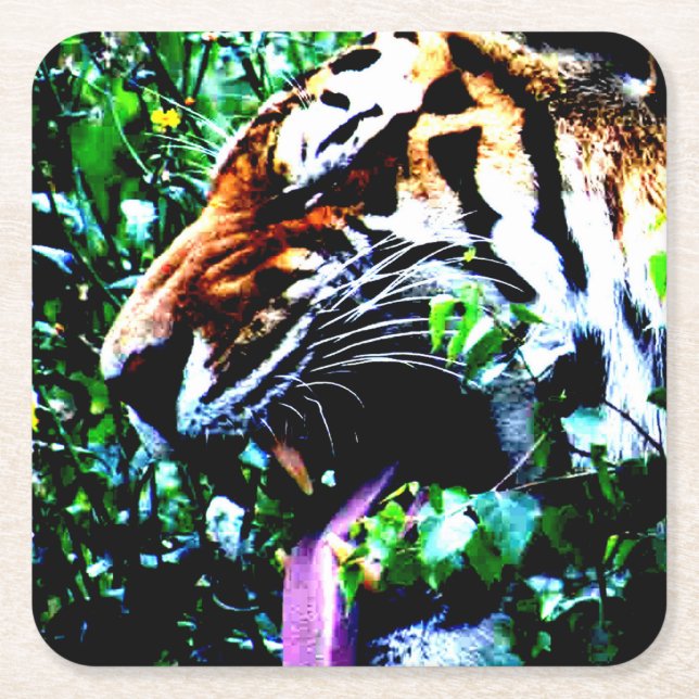 Porta-copo De Papel Quadrado Amur Tiger Litercna (Frente)