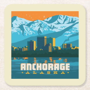 Porta-copo De Papel Quadrado Anchorage, Alasca