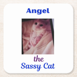 Porta-copo De Papel Quadrado Angel the Sassy Cat Paw Cat Coasters