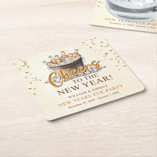 Porta-copo De Papel Quadrado Animações para a Festa de Ano Novo (Inclinado)