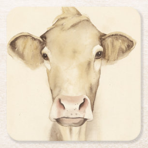 Porta-copo De Papel Quadrado Animais de Casca de Aquarela Vaca
